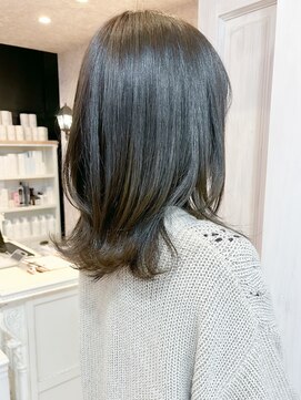 キャアリー(Caary) 福山人気caaryグレージュ愛されセミロングくびれ巻き外ハネ20代