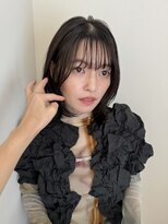 小顔前髪顔周りレイヤー×グレージュカラー デザインカラー