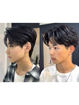 学生から社会人まで幅広く人気のセンターパートヘアで、爽やかでスタイリッシュな印象に*[韓国/レイヤー]