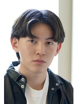 にもう ブルーブラック 韓国センターパート　メンズヘア　5