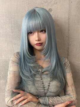 モニカ 栄店(MONIQA) ペールブルー×レイヤーカット