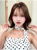 レイヤーボブ/ラテグレージュ/韓国巻き/顔周りカット/池袋