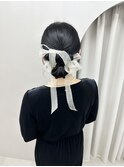 綺麗めシニヨン×リボンアレンジ
