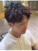 刈り上げセンターパートフェザーパーマサーフカールn