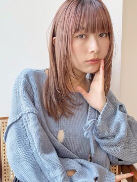 ディッセンバー 渋谷(December) ベージュ/ミディアム/レイヤー/ワイドバング/ハイトーンカラー