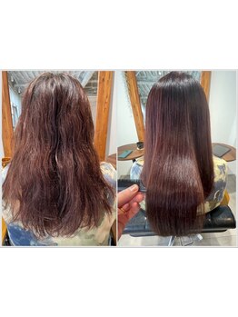 弱酸性縮毛矯正で髪に優しい。自然な仕上がりのしなやかなストレートパーマ。大人の為の髪質改善♪[立川]