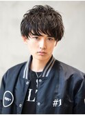 アッシュブラック/束感マッシュパーマ/刈り上げ/ツーブロック