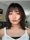 顔周りレイヤーカットくびれヘアミルクティーベージュカラー