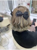 耳出さないねじりハーフツイン♪