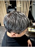 メンズ×ホワイトメッシュ×シルバーメッシュ×白髪活かし