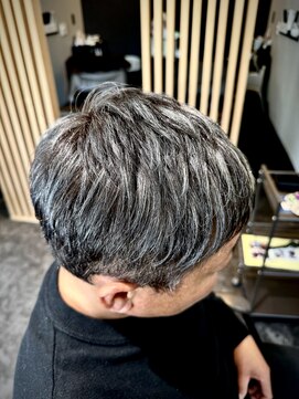 エーメイド(A made) メンズ×ホワイトメッシュ×シルバーメッシュ×白髪活かし