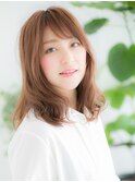 センター北/髪質改善/斜めバング×ベージュピンクのロブヘアh