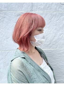 アヴァンス 難波店(AVANCE.) 【ブリーチデザイン】ピンクベージュ×くびれウルフ