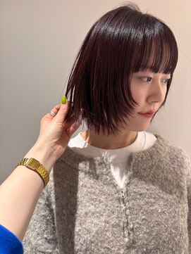 マイル 渋谷(mile) ワインレッドカラー×レイヤーボブ