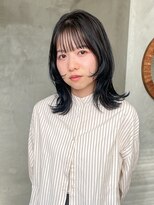 テトヘアー(teto hair) ミディアムレイヤー 顔まわりカット ブルー 透明感カラー