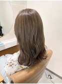 くすみカラー　透明感　ミディアムロング　長崎　顔周りレイヤー
