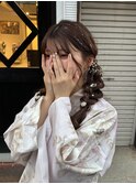 ふわふわ編みおろしツイン/浴衣ヘア