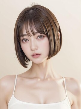 ムウ 難波(MOU) ショートボブ暗めカラーグランマッシュデザイン20代30代40代50代