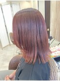 透明感ピンク×顔周りレイヤーボブ