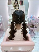 髪の毛リボンツインテール
