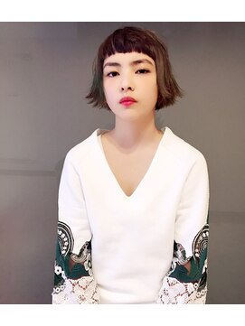 ブリスト(BRIST) 外ハネボブ/グリーンカラー/フレンチカジュアル@30代40代50代