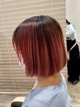 ネオリーブアオバ 高田馬場店(Neolive aoba) ハイトーン　レッド　ボブ