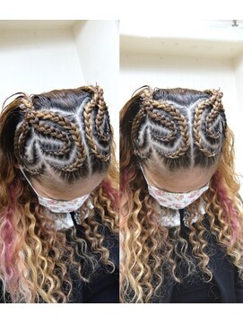 エクステ専門店ミキ 横浜店(MIKI) ツインテール#両サイド【ハート】コーンロウ安室ヘアアレンジ風