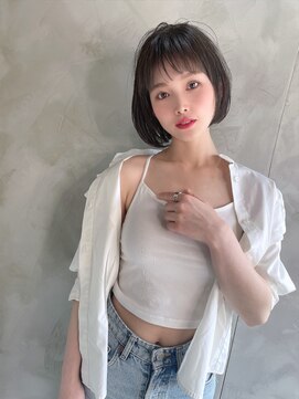 フラッグヘア 新宮店(Flag HAIR) ミニボブ☆暗めベージュイルミナカラーシースルーバング