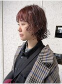 レイヤーボブパーマ20代30代ピンクブラウンカラー