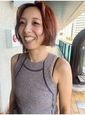 透明感カラー/ショート/ボブ/オレンジブラウン