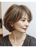 大人ショート 白髪ぼかし 白髪染め ハイライト 40代50代60代