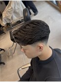 ラフカール　毛流れセンターパート　リバースセンターパート