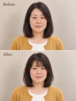 aptas 青山/表参道 白髪染め/白髪ぼかしハイライト/ボリュームアップエクステ&nbsp;40代の大人前髪ロブ｜表参道・青山