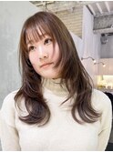 くびレイヤー美髪グレージュカラーレイヤーロング_ba494761