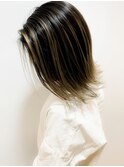 こなれミディ毛先外ハネボブ_デザインカラーブルーブラック_30