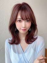 ラルユー 金山(LallYou)&nbsp;ミニウルフ前髪パーマ韓国くびれミディアムチェリーブラウン