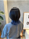 インナーカラー/ネイビーブルー/ウルフスタイル/溝の口