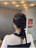 編み込みヘアー