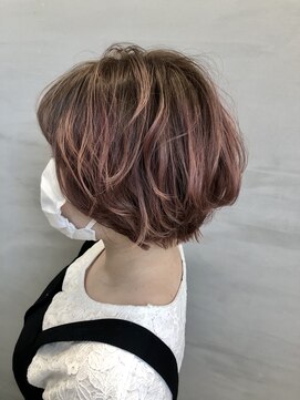 ジーナ 銀座(Zina) 【Zina銀座】ショート×ハイライト×ピンクベージュ