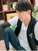 ツーブロックくせ毛ショート斜めバング黒髪c5戸頭20代30代40代