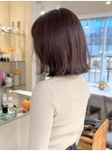 ピンクブラウン　ボブ　レイヤーカット　ダブルカラー