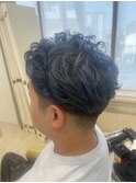 ベリーショートアッシュブルーアップバング透明感