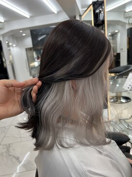 ラピス 渋谷本店(Lapis) インナーカラー/ホワイトシルバー/ボブレイヤーカット/髪質改善