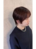 上品見せ暗髪カラー×大人女性ショートボブ 耳掛け/春向け