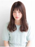 シースルーバング　オン眉　卵型　アッシュブラウン