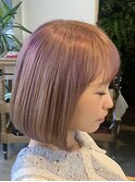 ボブ×ピンクベージュ