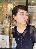 ハイライトマッシュショート_ホワイトアッシュショートパーマ