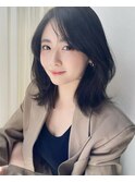 小顔　ネビージュ グレージュ　レイヤーカット