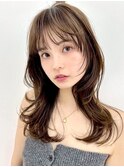 レイヤーカット/フェイスレイヤー/ココアベージュ/小顔