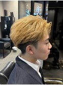 メンズカット×センターパート